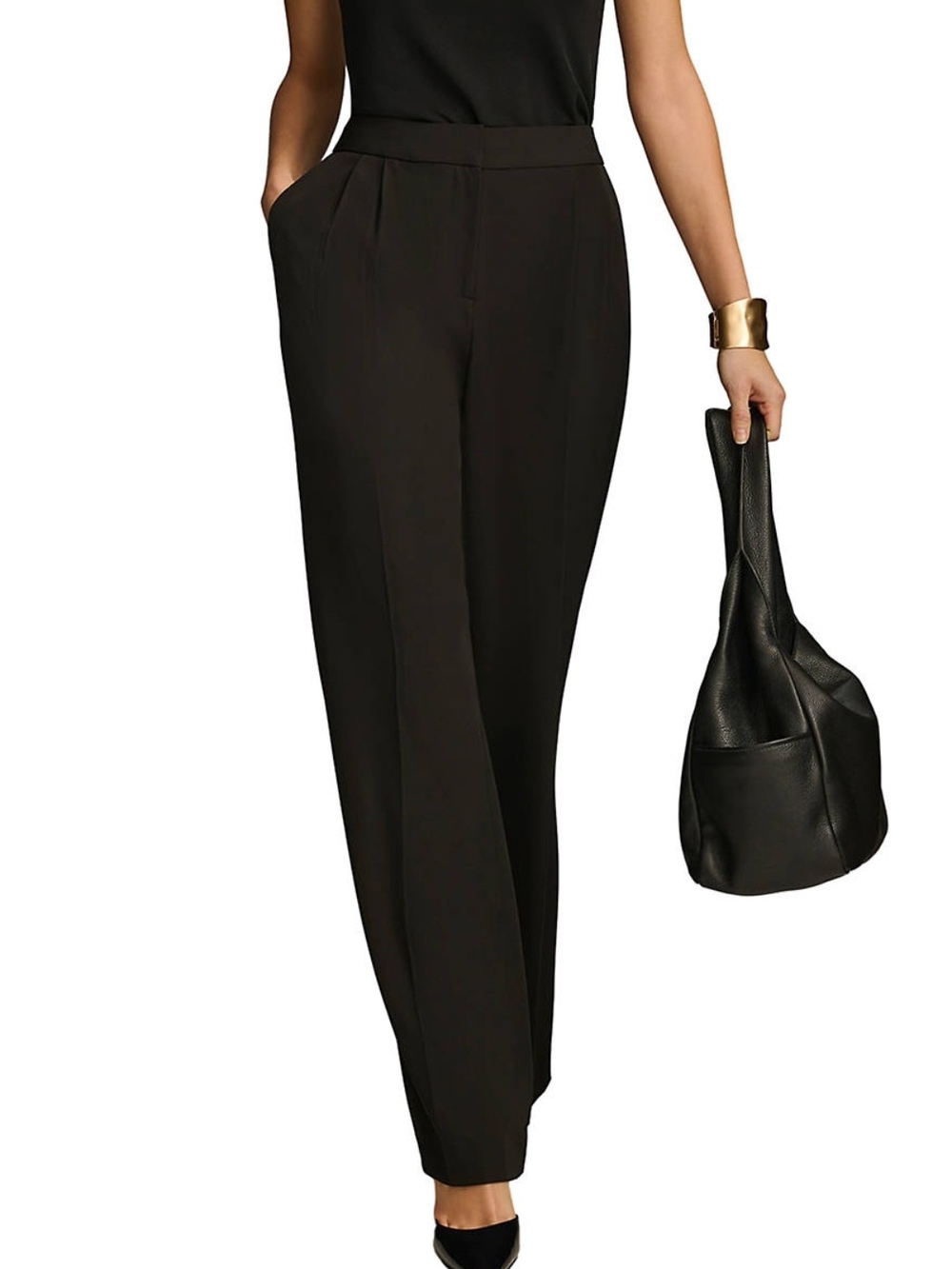 Donna Karan Tailored Wide-Leg Trousers in Black